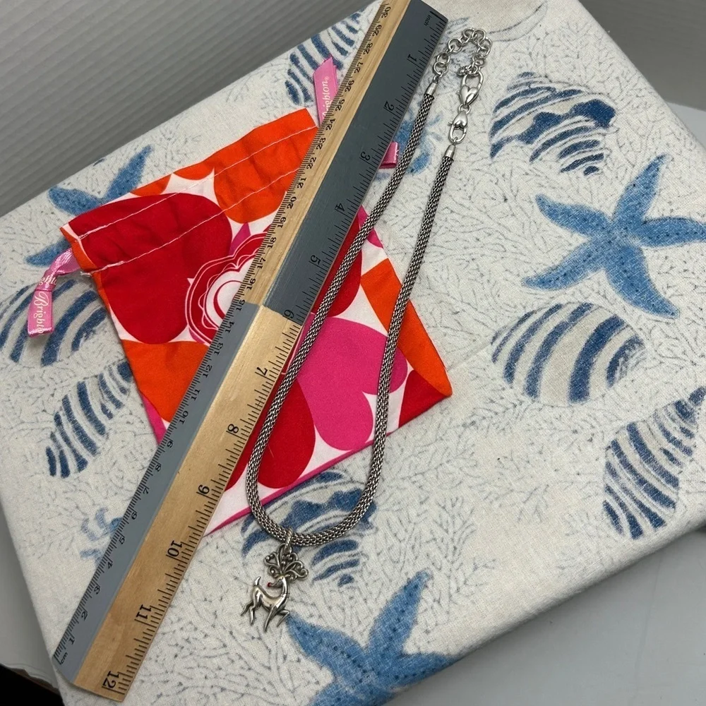 Brighton Beverly Glam Necklace & Reindeer Charm Silver Plated & Cloth Bag - Picture 11 of 13